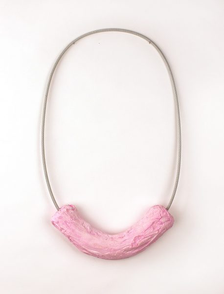 Smile Series: Empty, Necklace, 2017, Pigment, aluminum, cotton, steel, cable