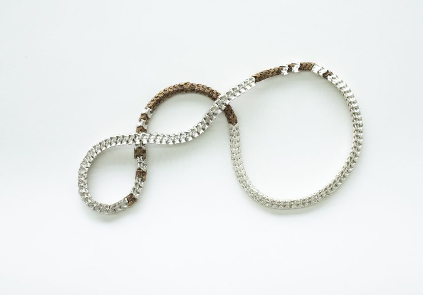 Snake Medicine, 2019, necklace; snake vertebrae, silver, steel wire,