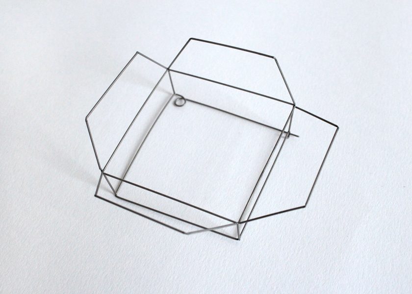 Open Envelope Brooch, 2019, brooch; steel wire